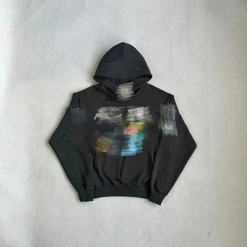 Black Abstract Print Hoodie
