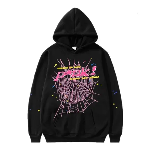 Black Hoodie with Pink Spiderweb and 'Freak!' Graphic