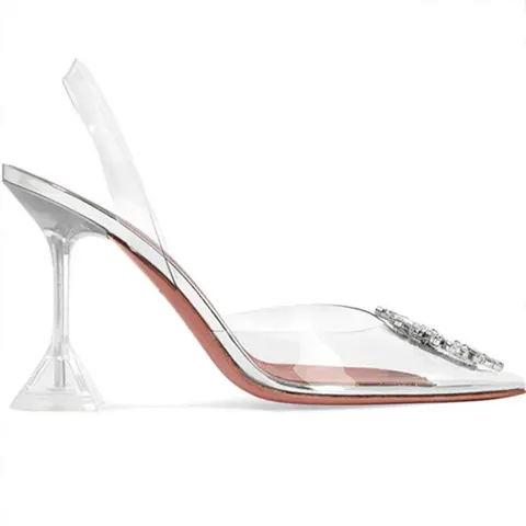 Clear Heeled Sandals with Crystal embellishment