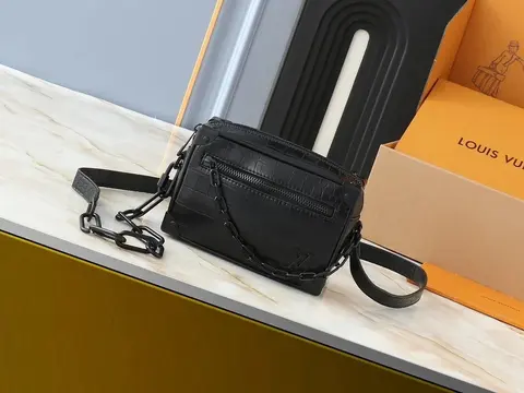 Louis Vuitton Black Crocodile-Embossed Crossbody Bag