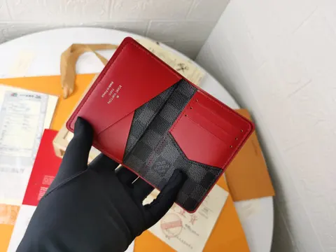 Louis Vuitton Red and Damier Canvas Wallet