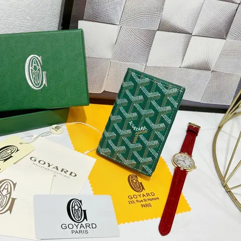 Goyard Green Monogram Wallet with Box and Accessories