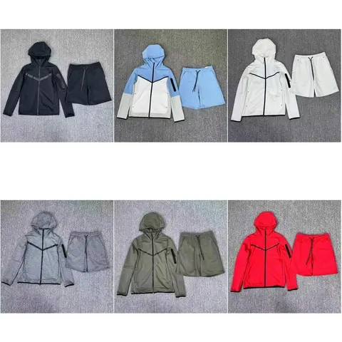 Sportswear Hooded Jacket and Shorts Set Collection