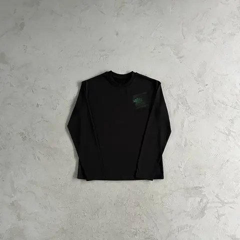 Black Long Sleeve T-Shirt with Green Logo