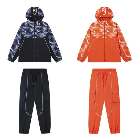 Tiepstar Hooded Windbreaker Jacket and Cargo Pants Set