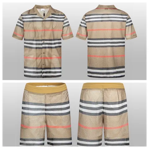 Burberry Check Pattern Mesh Shirt and Shorts Set