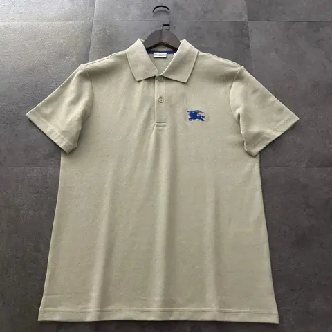 Burberry Beige Polo Shirt with Blue Equestrian Knight Logo