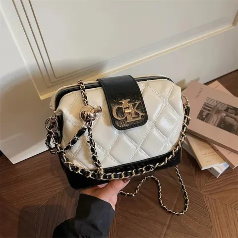 CK Quilted Crossbody Bag with Chain Strap