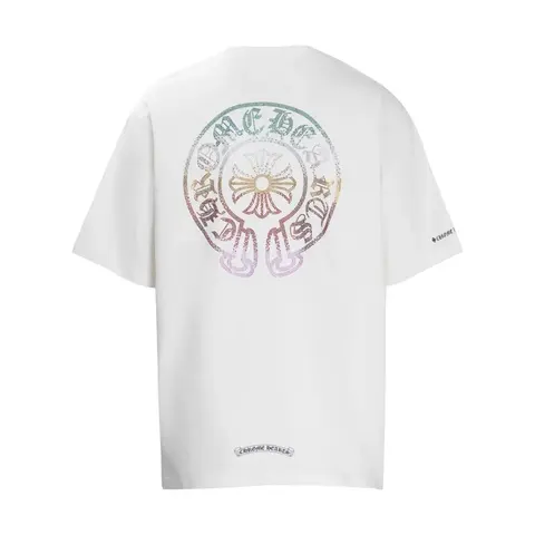 Chrome Hearts White T-Shirt with Rainbow Logo