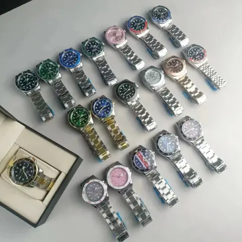 Collection of Stainless Steel Wristwatches with Various Dial Colors and Designs