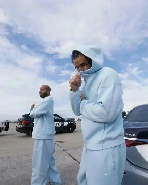 Nike Light Blue Hoodie and Sweatpants Set