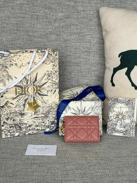 Dior Quilted Leather Wallet with Matching Gift Set