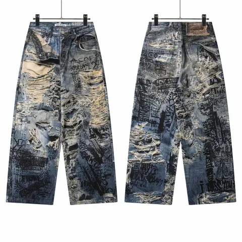 Acne Studios Graffiti Distressed Denim Jeans