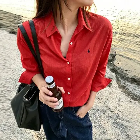 Polo Ralph Lauren Red Linen Shirt