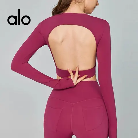 alo Yoga Long Sleeve Crop Top with Open Back