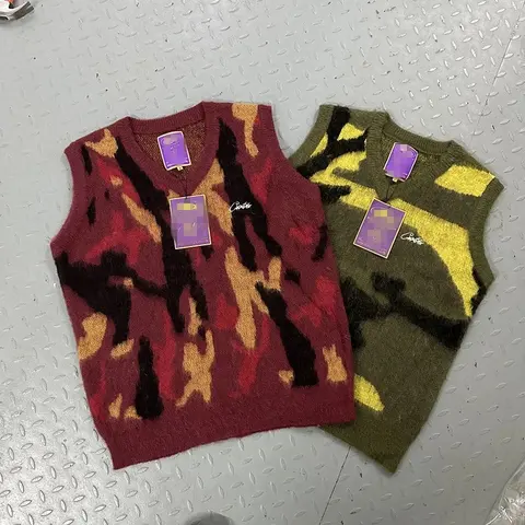 Camouflage Knit Sleeveless Sweaters
