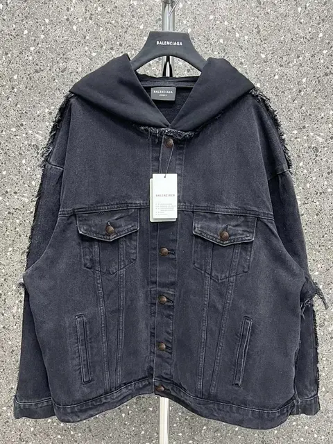 Balenciaga Black Denim Hooded Jacket