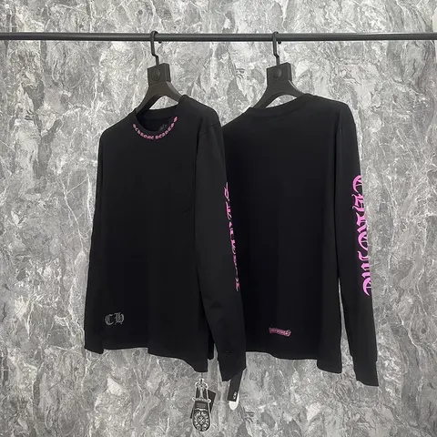Criminal Damage Black Long Sleeve T-Shirt with Pink Logo