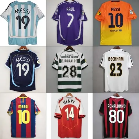 Retro Short-Sleeve Football Jersey Collection - UEFA Champions League, Real Madrid, FC Barcelona Fan Club Style