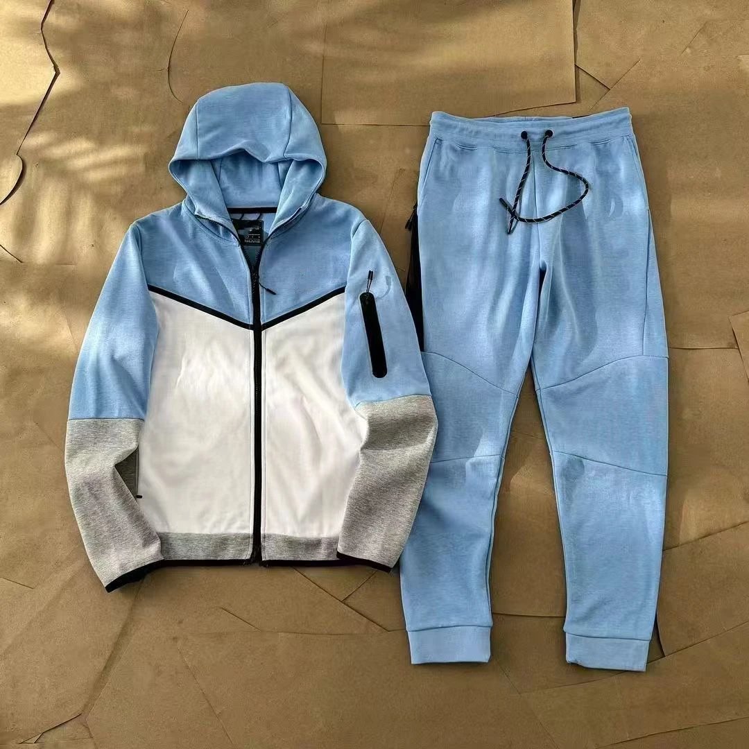 浅蓝拼白灰袖