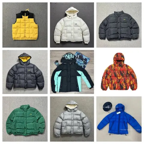 Collection of Colorful Puffer Jackets and Vest
