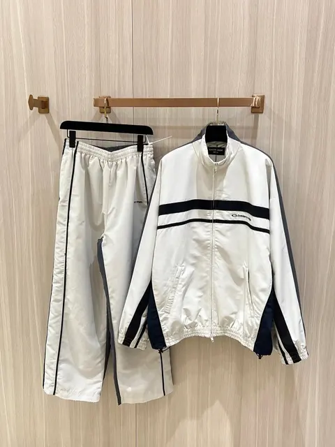 Balenciaga White Track Suit with Black Accents