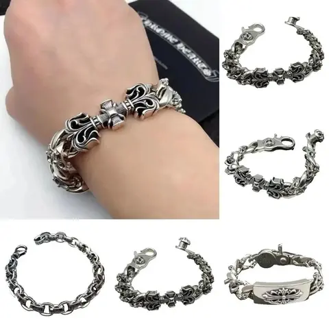 Men's Stainless Steel Gothic Cross Bracelet