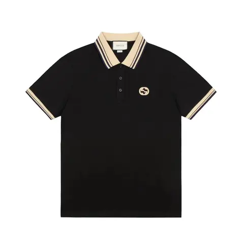 Gucci Black Polo Shirt with Interlocking G Logo