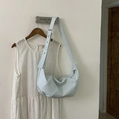 Light Blue Leather Crossbody Bag