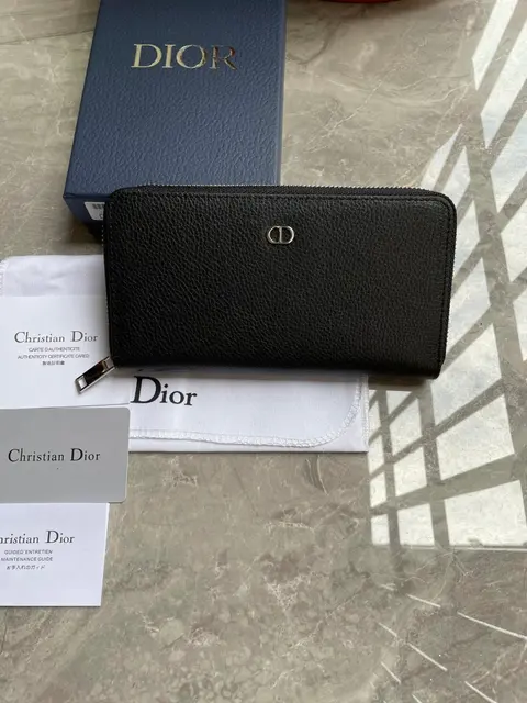 Dior Black Leather Zip-Around Wallet