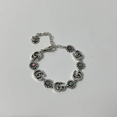 Gucci GG Logo Bracelet with Flower Charms