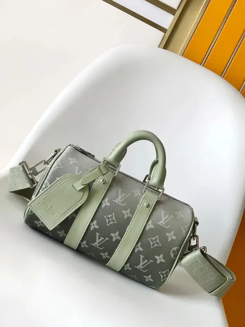 Louis Vuitton Keepall Bandoulière 20 in Grey Monogram with Mint Green Trim