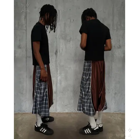 PLY-1 Plaid Panel Skirt