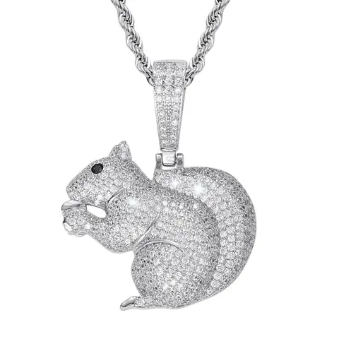 Diamond Squirrel Pendant Necklace