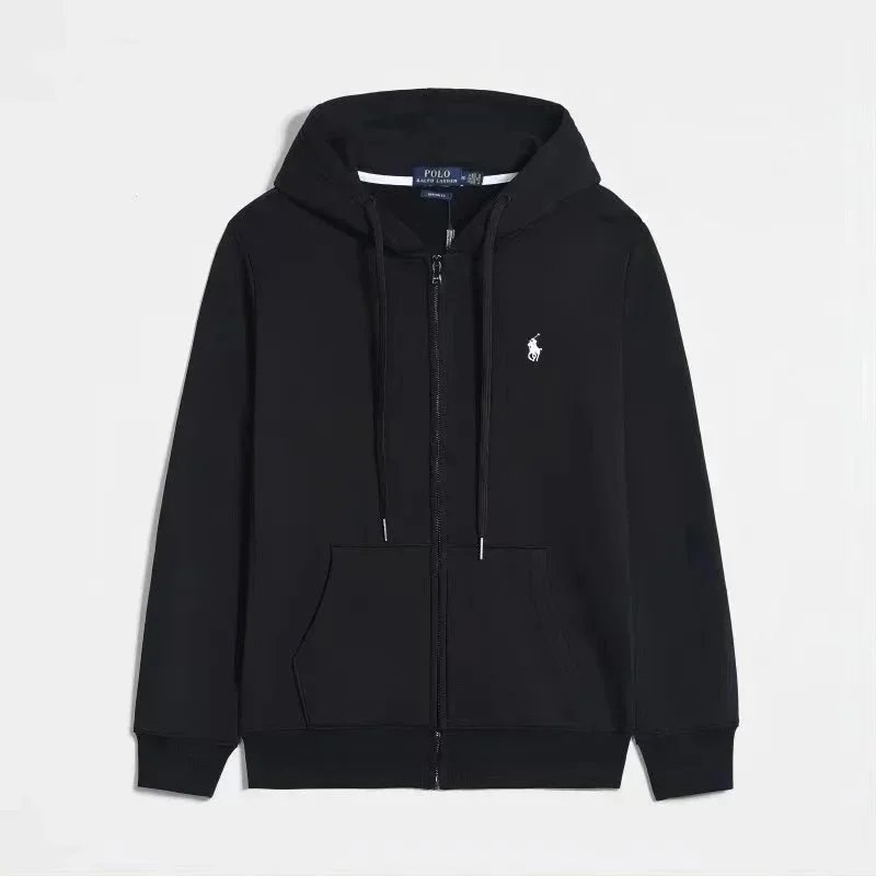 黑色白标拉链 hoodie