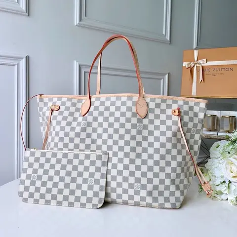 Louis Vuitton Damier Azur Neverfull GM Tote Bag with Pochette