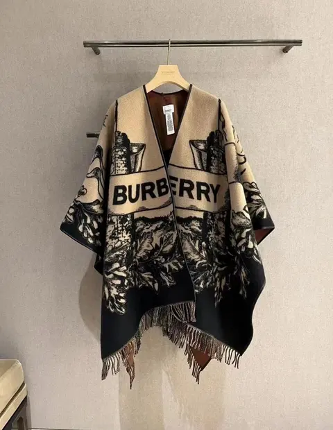 Burberry Printed Wool Poncho