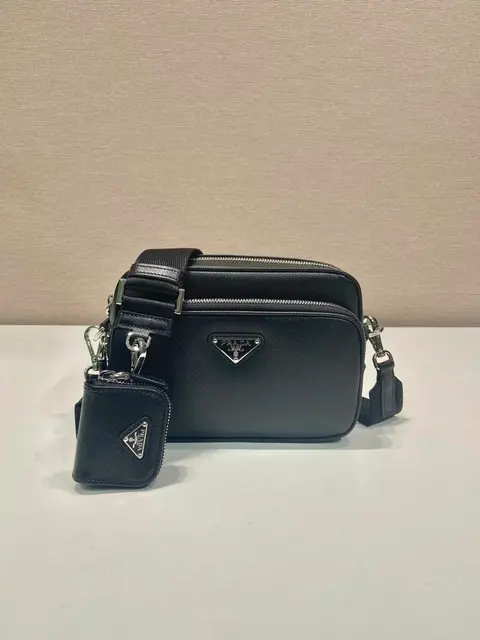 Prada Black Saffiano Leather Crossbody Bag with Keyholder