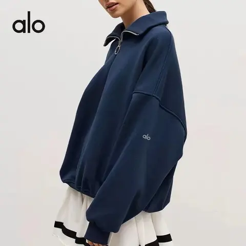 alo Navy Half-Zip Sweatshirt