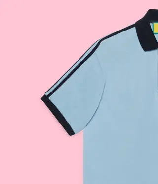Light Blue Polo Shirt with Black Trim