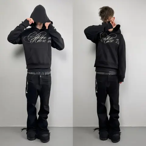 Black Hoodie with 'Hope you Adore me' Script Print