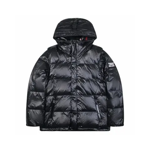Burberry Black Quilted Down Jacket with Hood