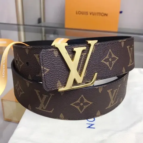 Louis Vuitton Monogram Belt with Gold LV Buckle