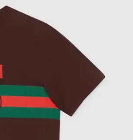 Gucci Brown T-Shirt with Green and Red Stripe