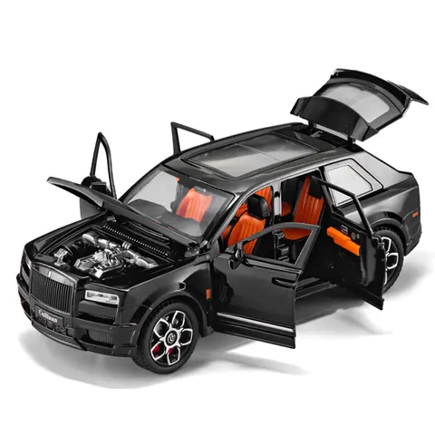 Cullinan Black Luxury Die-Cast Model Car with Open Doors and Hood