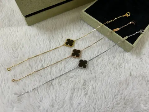 Four-Leaf Clover Charm Bracelets Set - Gold and Silver Tone