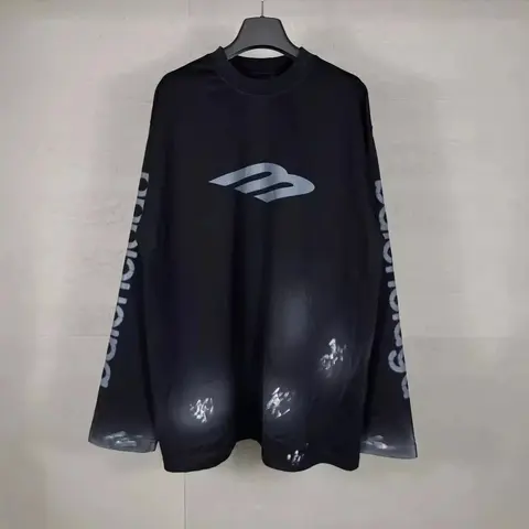 Balenciaga Distressed Logo-Print Jumper