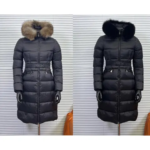 Moncler 819 Series Boedic Long Matte Down Jacket with Fur Collar