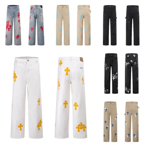 Cross Embroidered Wide Leg Pants Collection