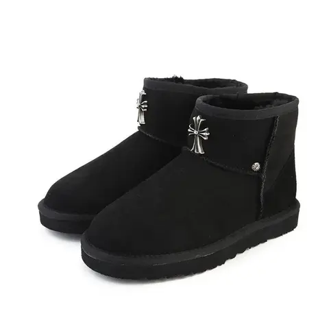 Black Suede Ankle Boots with Cross Emblem